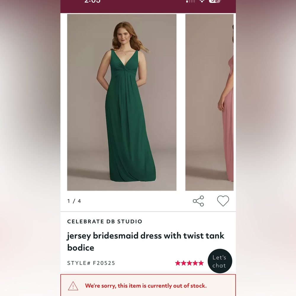 David’s bridal size 2 Juniper (Maternity)